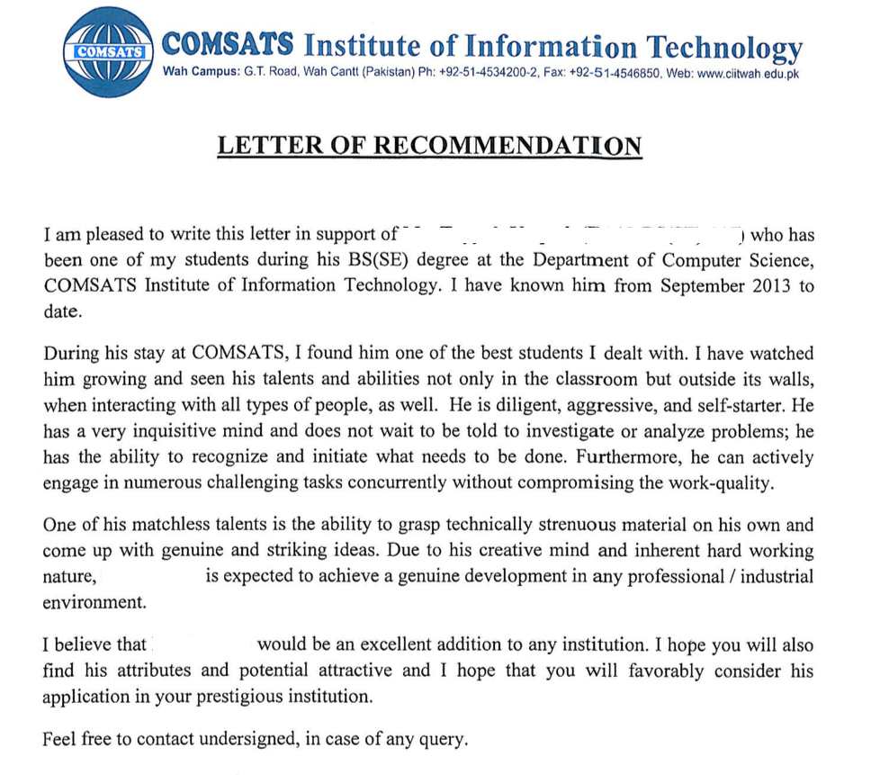 Letter of Recommendation Sample 24  Recommendation Letter 24 In Letter Of Recomendation Template