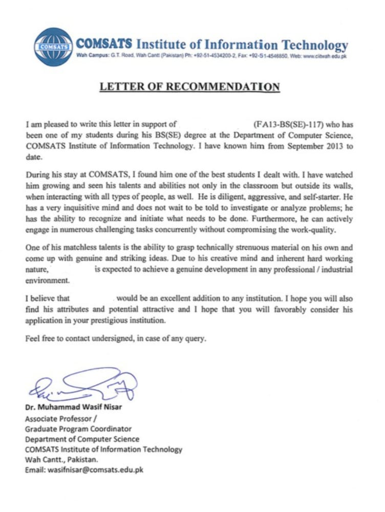 Recommendation Letter Sample For Scholarship 22